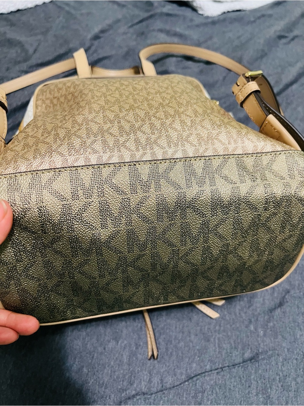 Michael Kors Two-Tone Brown and Gold Backpack - Picture 5 of 12